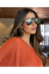 Ve22521002/8763 Unisex Güneş Gözlüğü Gold Metal Çerçeveli Füme Lens Uv400